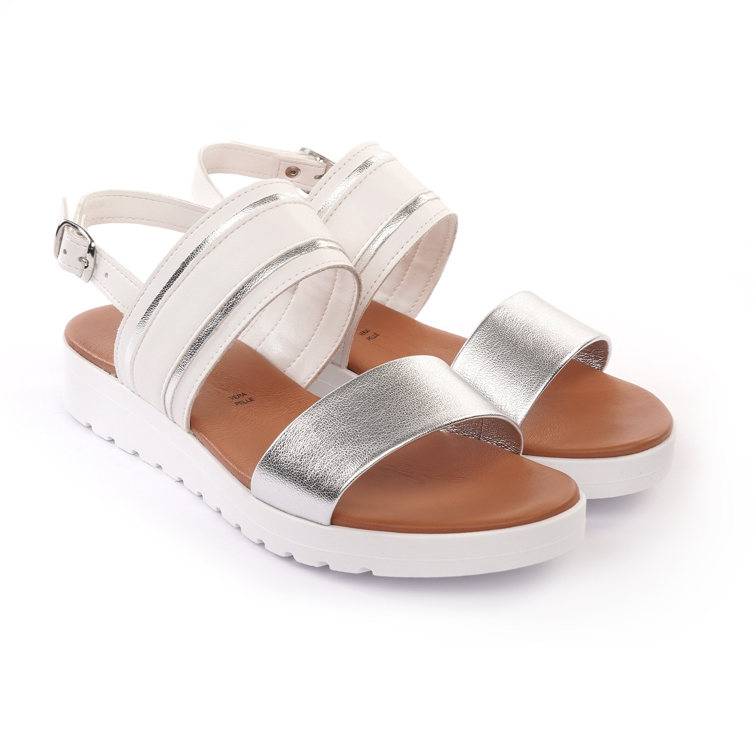 SANDALO ZEPPA DOPPIA FASCIA BIANCO