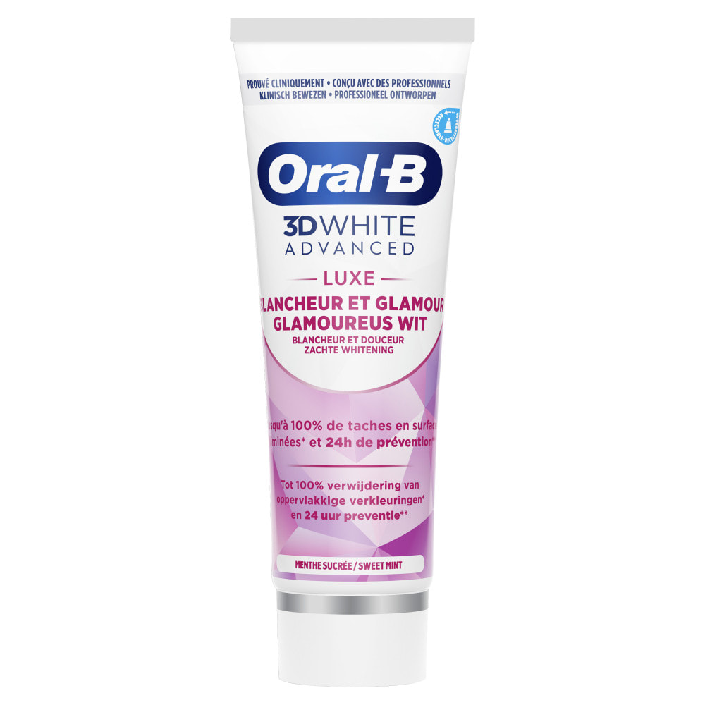 4 Dentifrices Oral-B 3D White Advanced Luxe Blancheur et Glamour 75ml