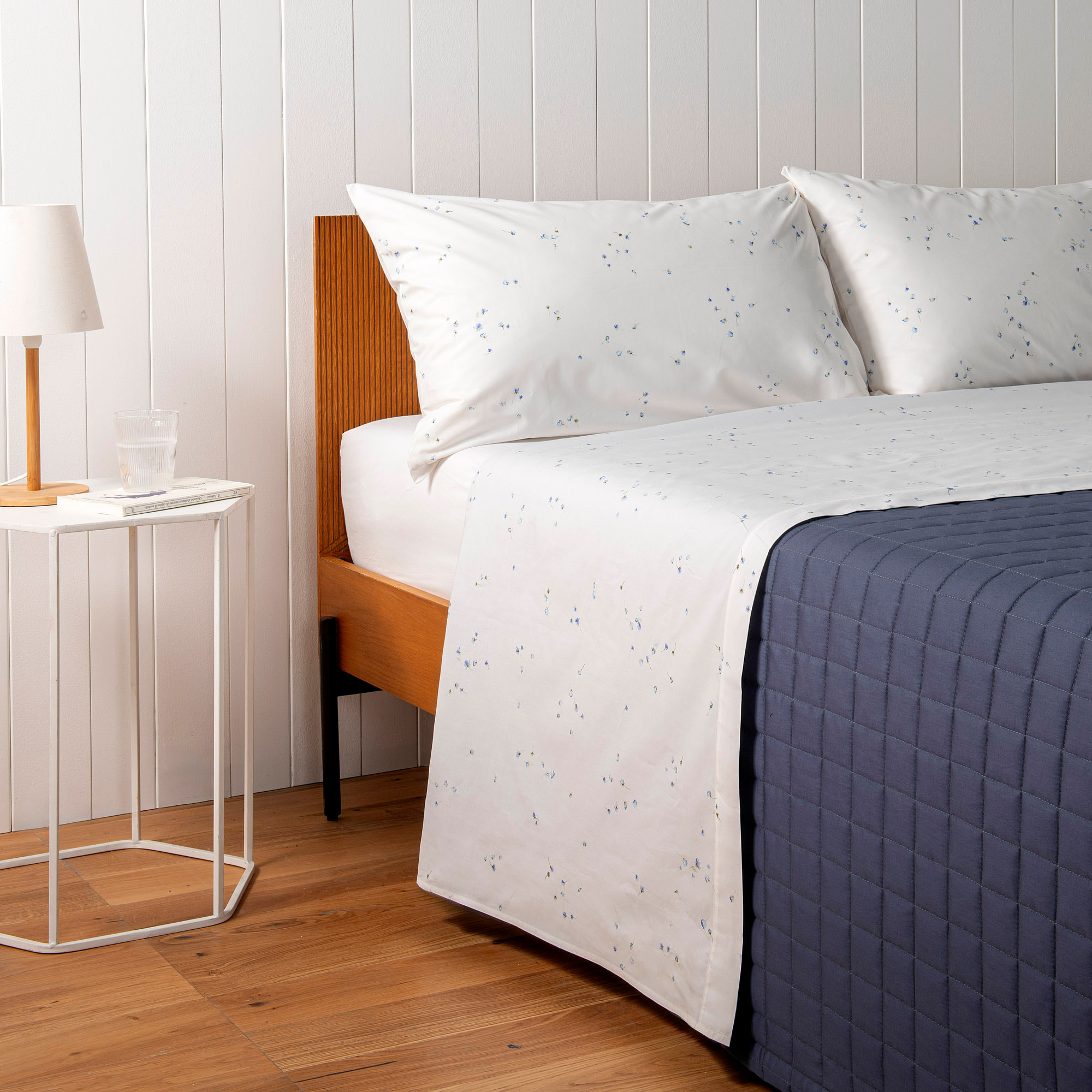 ZUCCHI Completo Letto Matrimoniale Percalle di Cotone 100% di Alta Qualità_Ginny Azzurra