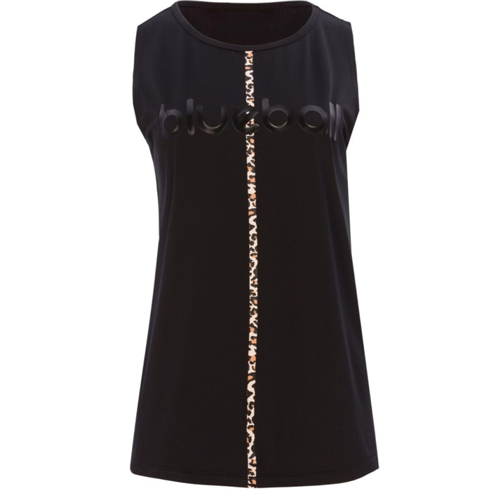 Maglia da corsa senza maniche slim da donna Blueball in nero con strisce Leonard