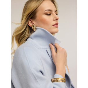 Motivi - Cappotto doppiopetto in misto lana double - Azzurro