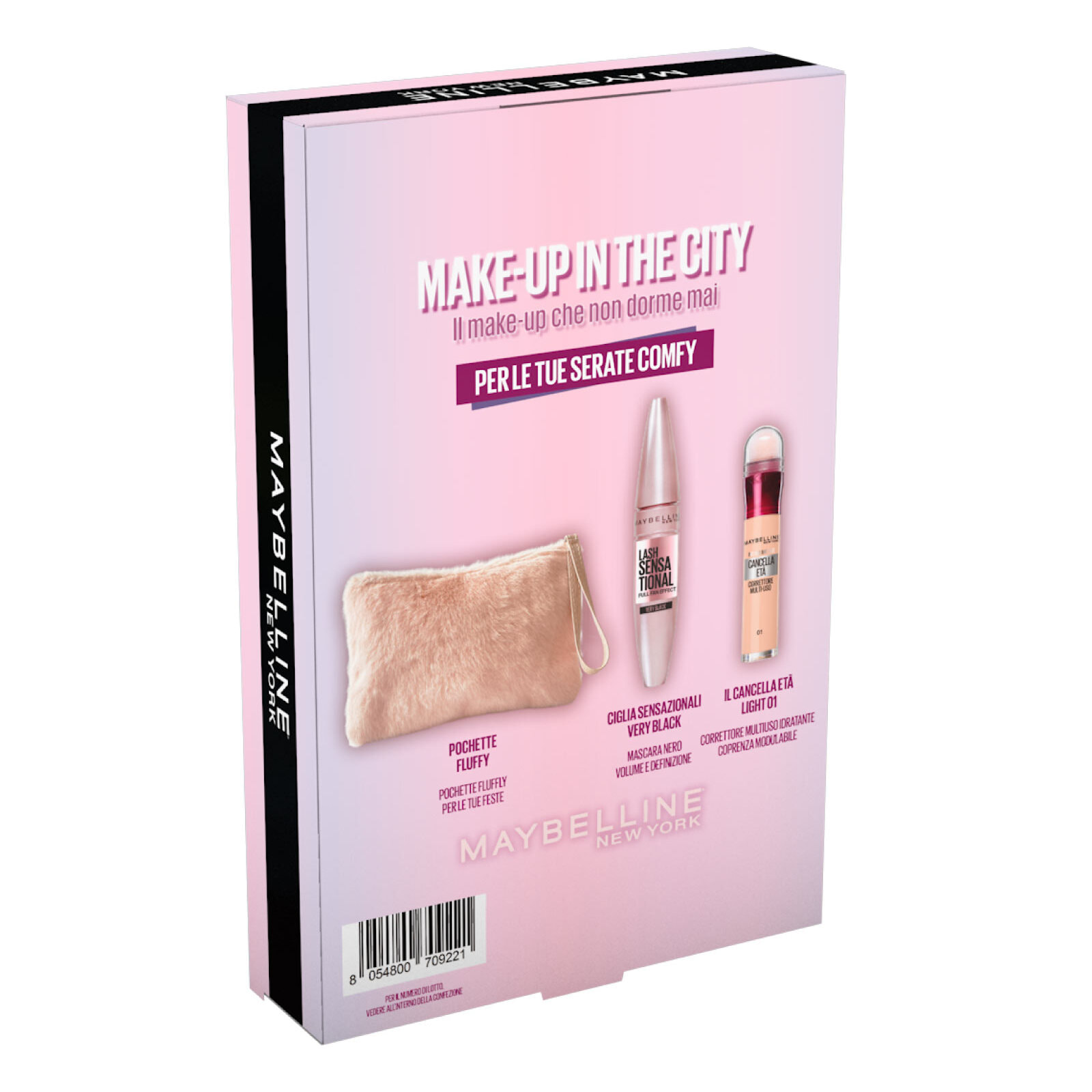 Confezione Regalo Natale Make Up in The City con Mascara Lash Sensational + Cancella Età Light 01 + Pochette