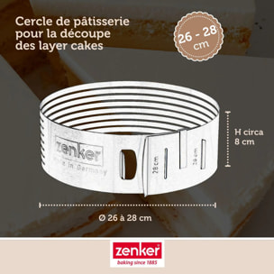 Cercle à pâtisserie pour trancher les gâteaux en étages 26 à 28 cm Zenker Smart Pastry