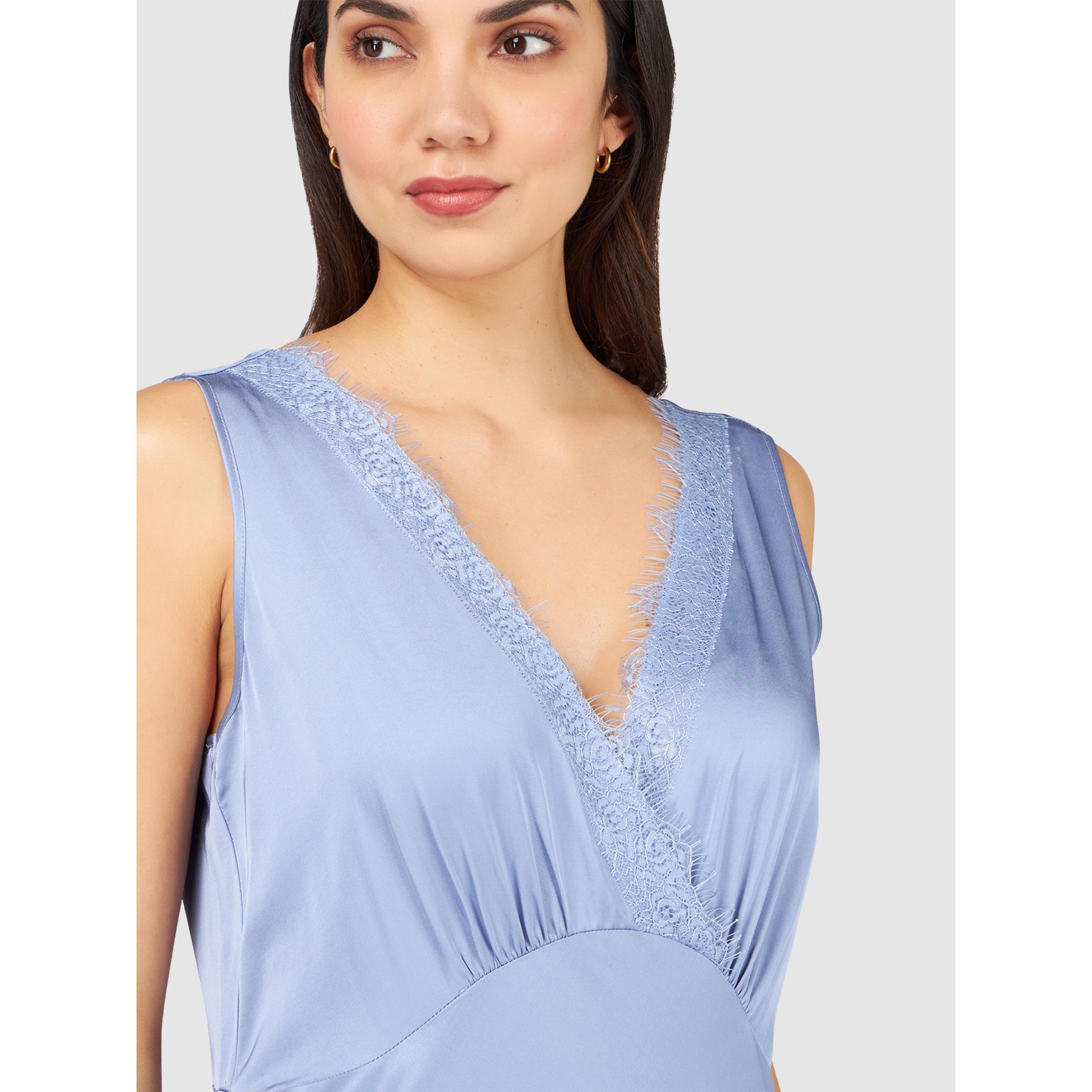 Oltre - Vestido sin mangas de raso - Light - blue