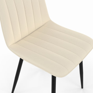 Chaises Fiona velours mix couleurs (beige, gris foncé et gris clair) pieds métal noirs - lot de 6
