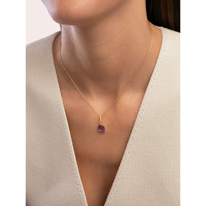 Collana placcata Oro Argento con ametista Birthstone