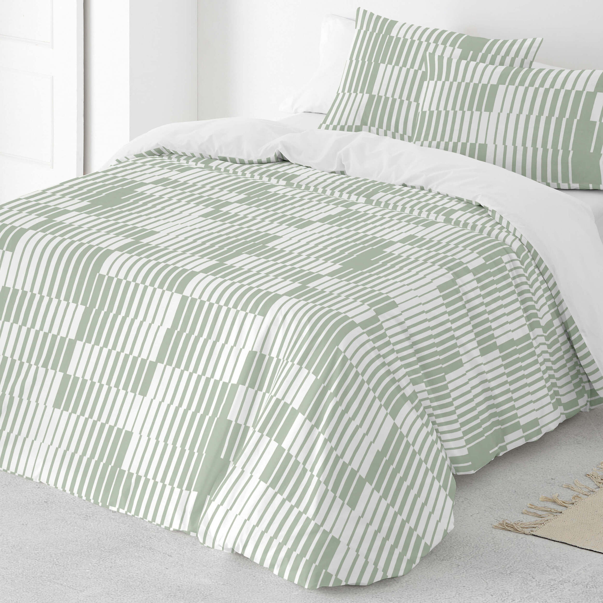 Funda Nórdica Estampada - Cierre Solapa - 100% Algodón - Incluye 1/2 Fundas de Almohada - Marcos Green