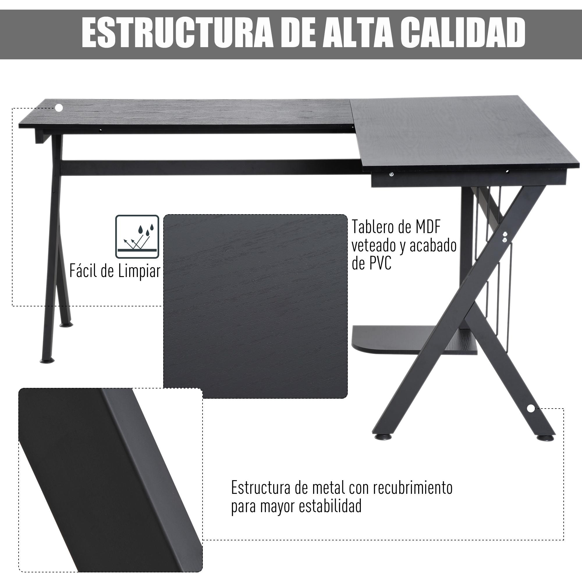 Mesa de Ordenador PC Madera Mesa Esquinera de Forma L Mesa Oficina Hogar