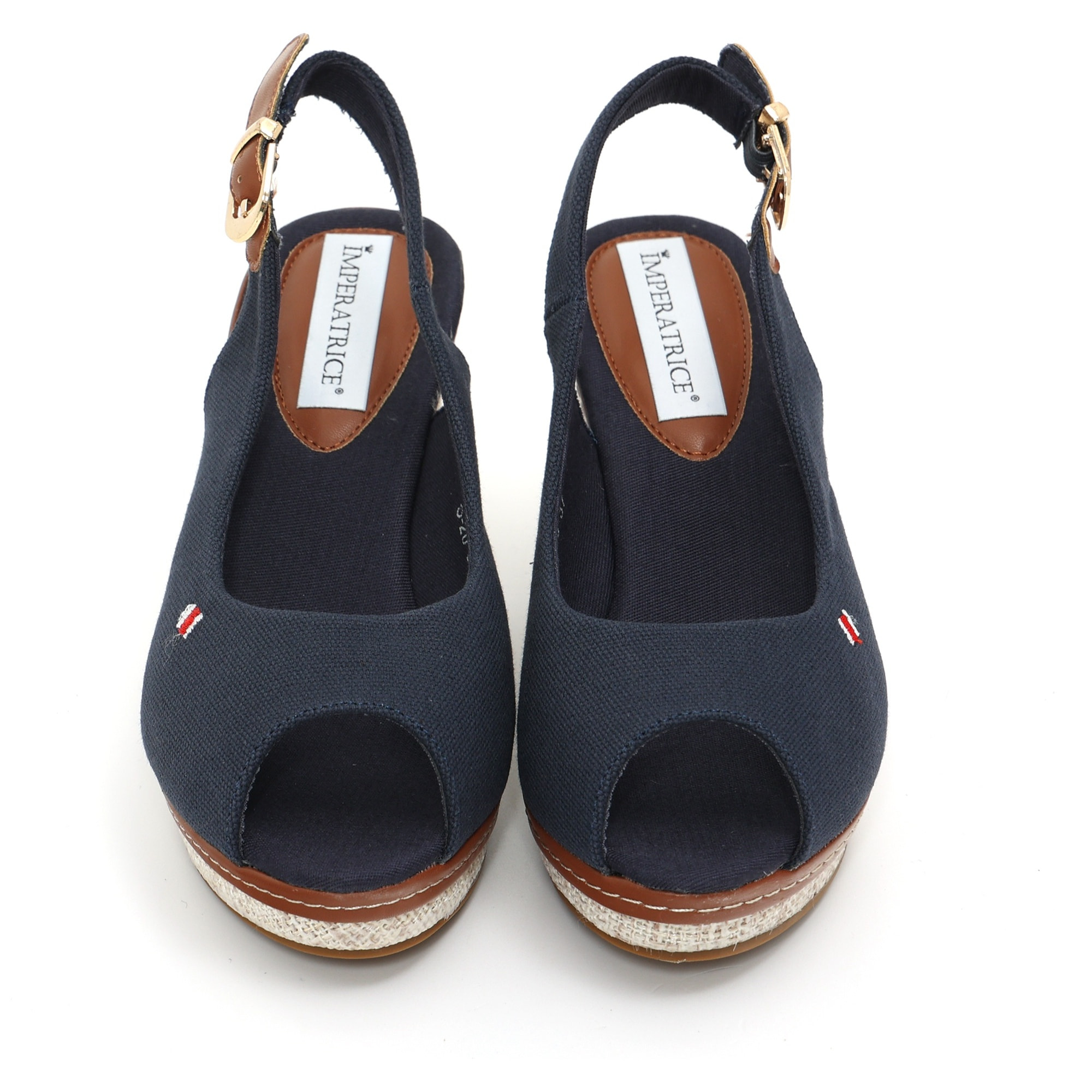 Sandali in tessuto con zeppa