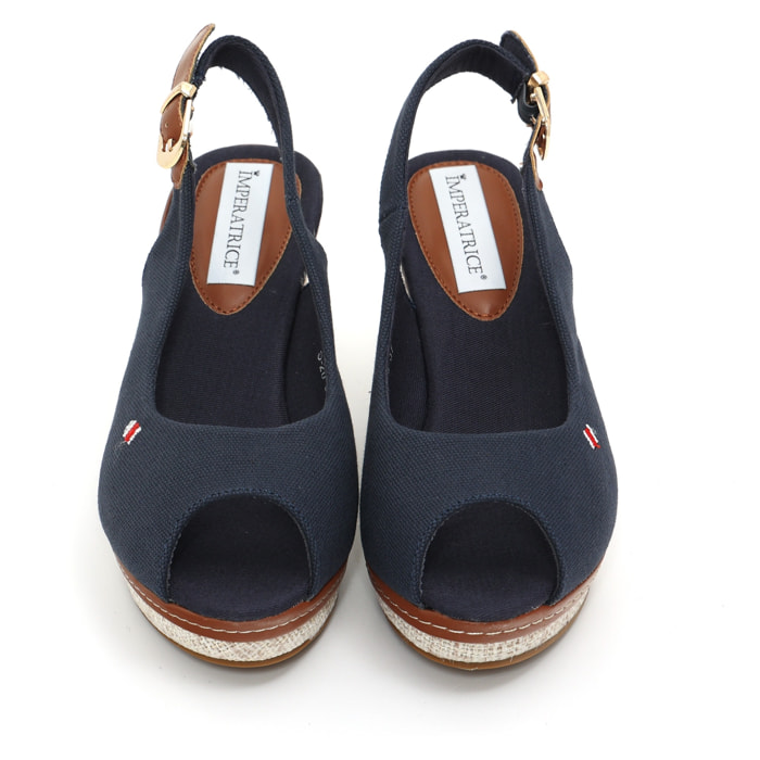 Sandali in tessuto con zeppa