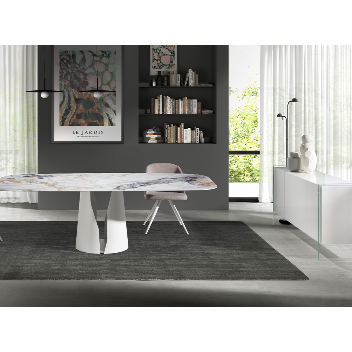 Aparador de Angel Cerda de DM y cristal 170x43x77cm