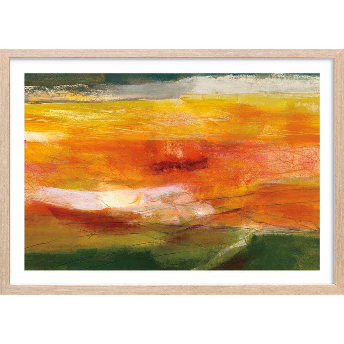 Poster orange seville Affiche + cadre en bois - Chêne