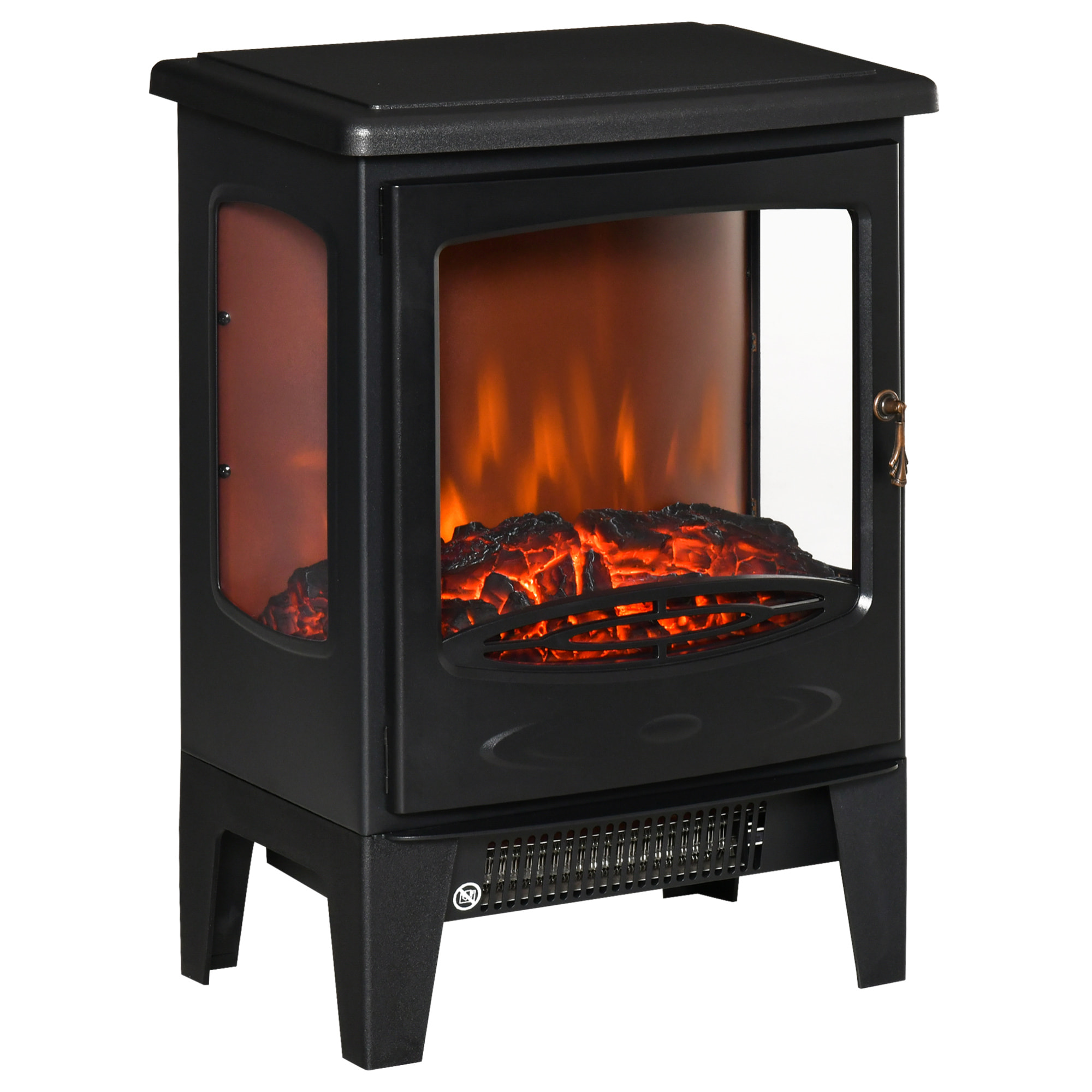 Chimenea Eléctrica 900W/1800W Chimenea Decorativa con Ventanas Efecto de Llama Temperatura Ajustable y Protección Sobrecalentamiento para 20-25 ㎡ 39x26x54,8 cm Negro