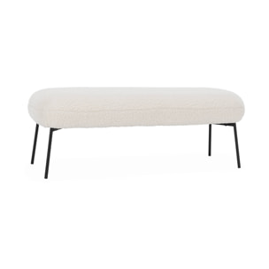 Banc. bout de lit avec revêtement bouclette. écru. pieds en métal noir. L 120 x P 41 x H 42.5cm