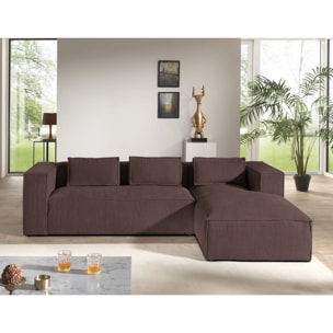 Stella - canapé d'angle droit en velours côtelé - 4 places -style contemporain - Marron