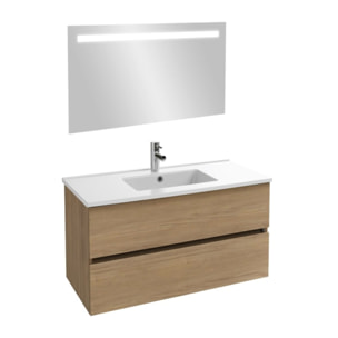 Meuble vasque Tolbiac chêne + miroir led