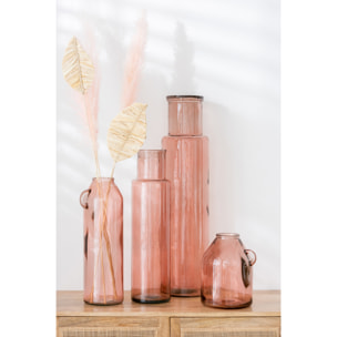 J-Line vase Poignée Cylindre - verre - rose clair - large - 45 cm de hauteur