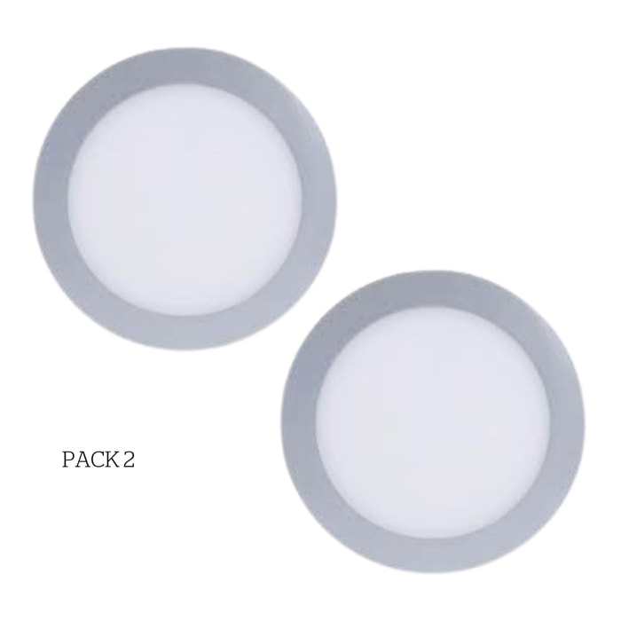 Forlight Easy Circular - 2 Downlights con LED integrado 4000K para iluminar hacia abajo ON/OFF ø22,5cm Color Gris