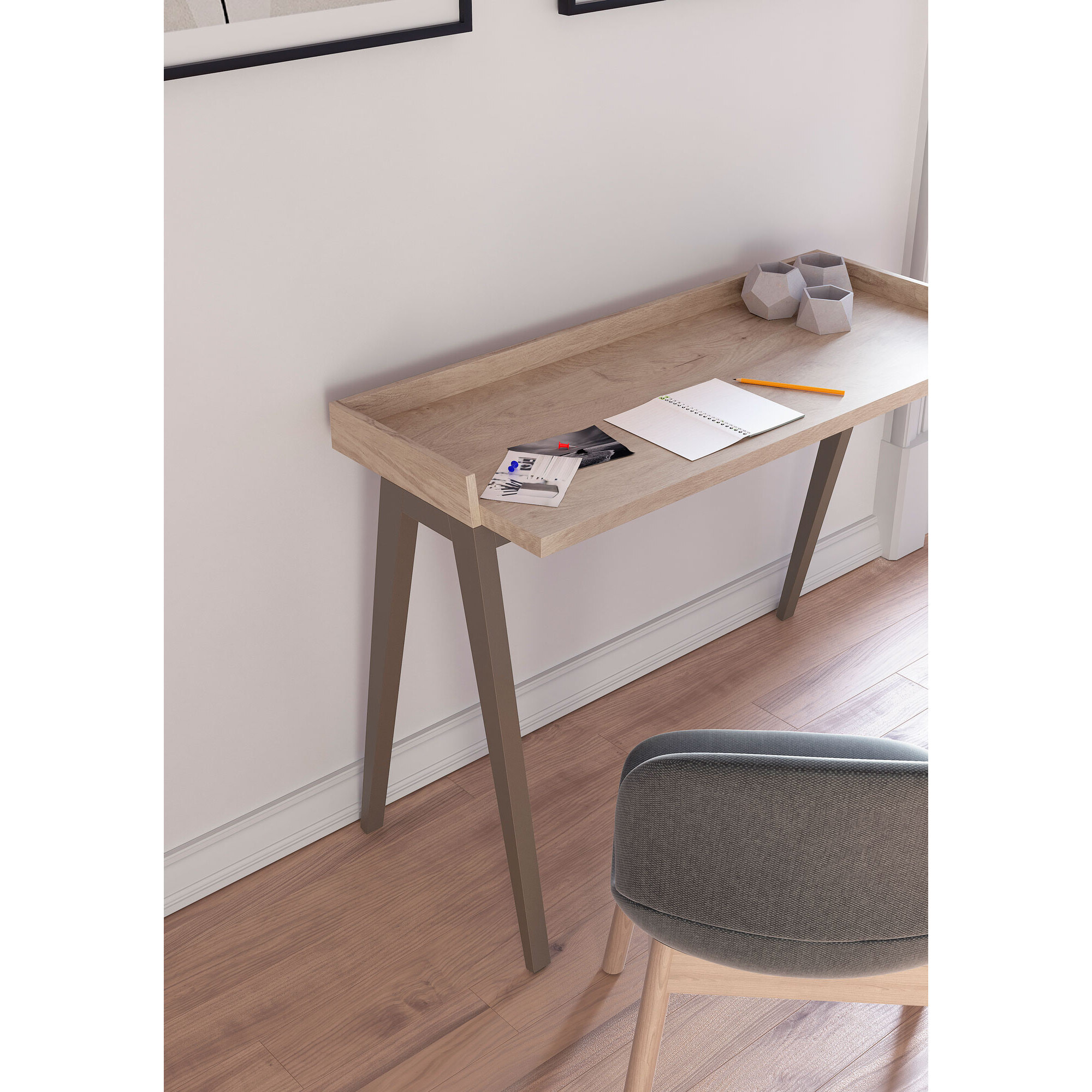 Escritorio Paris roble y moka 81x111x50