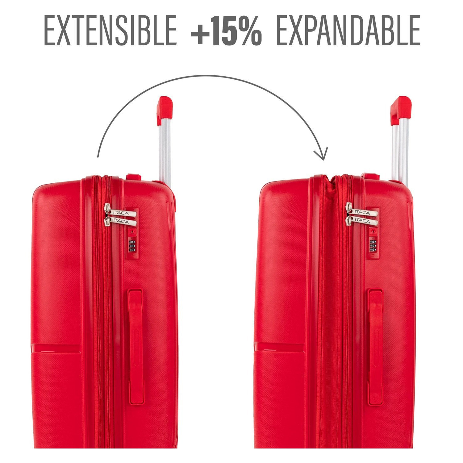 Juego De Maletas Rígidas Pp Itaca 761300 Viaje Pp Itaca Rojo
