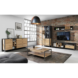 Meuble TV avec rangement en bois effet chêne - MIAMI