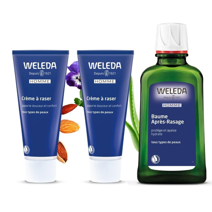 WELEDA - DUO rituel visage homme - Crème à raser  + Baume après rasage - Peaux sensibles - Certifié Natrue** - Tube 75 ml et flacon 100ml