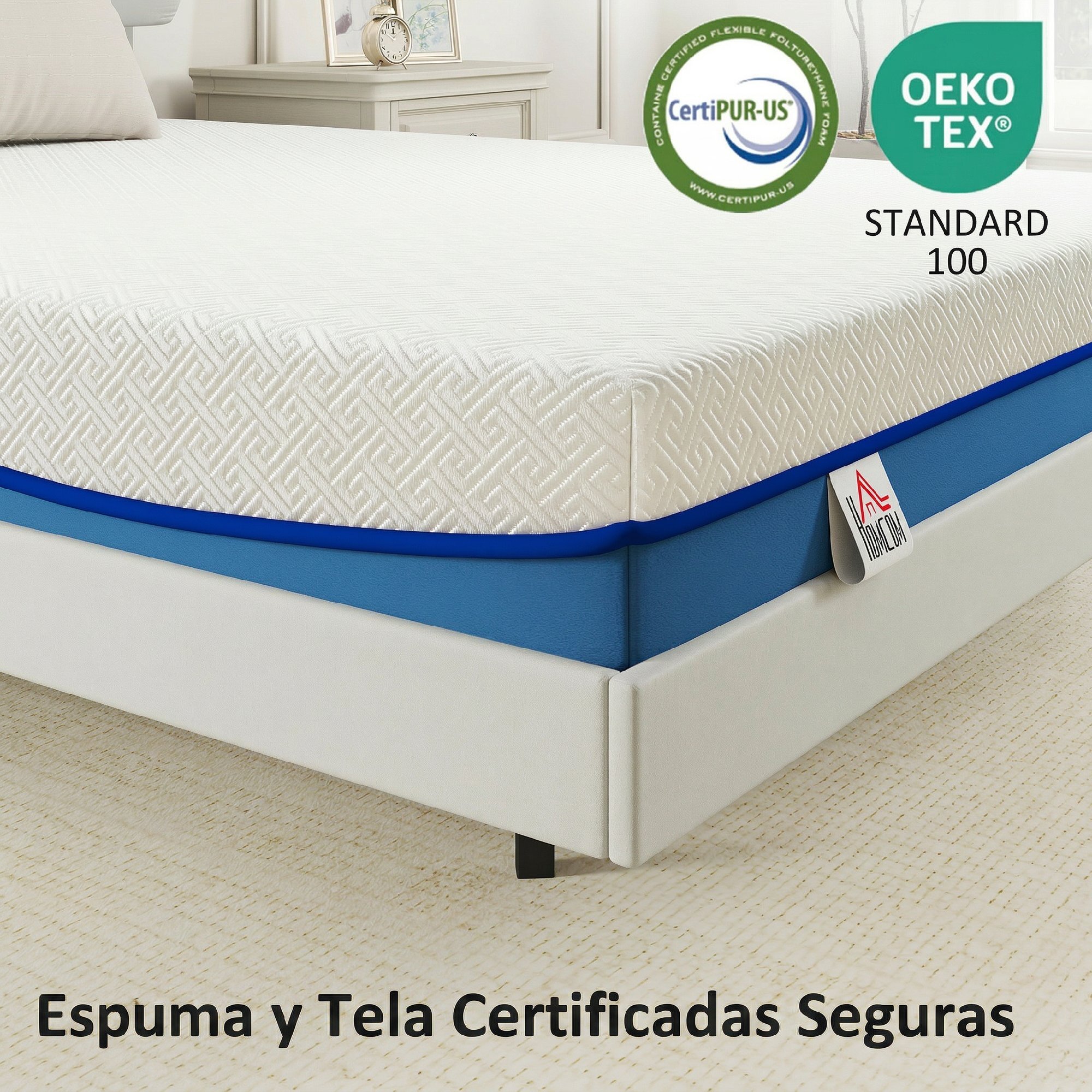 Colchón 190x90 cm, Grosor 20 cm, Colchón Viscoelástico con Té Verde, Firmeza Media, Cama Refrescante con Espuma de Gel y Funda Lavable, Certificado Oeko-Tex, Enrollable en Caja