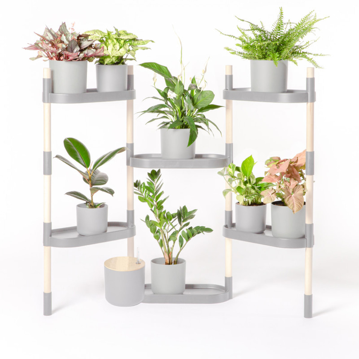 Estantería para plantas modular y personalizable con riego automático por goteo ; color blanco; 6 bandejas