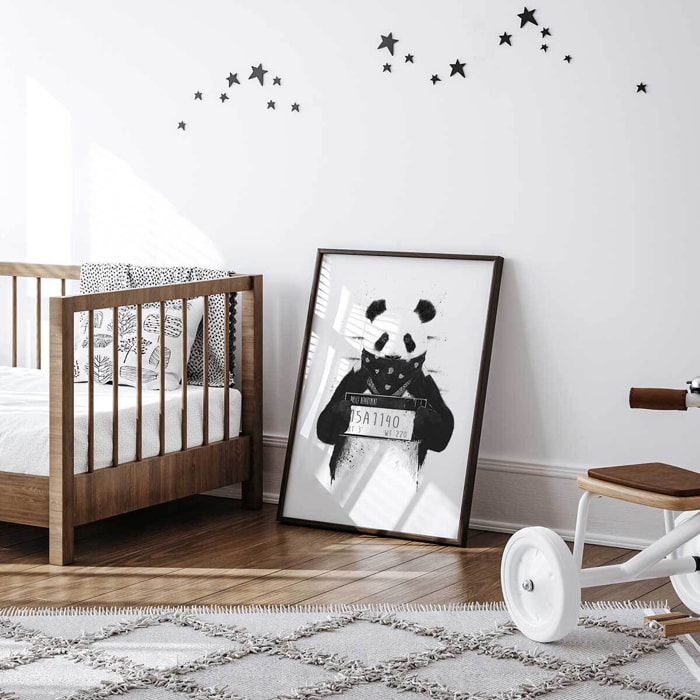 Affiche enfant panda  Affiche + cadre en bois - Noir