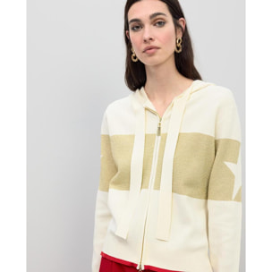 Felpa con cappuccio in maglia con dettagli in lurex