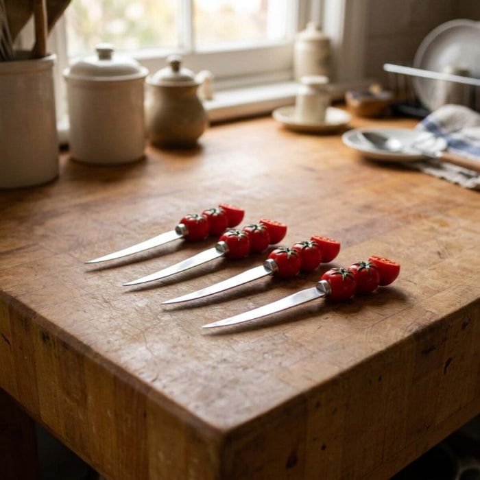 Lot de 4 couteaux à tomates lame crantée 11 cm Fackelmann