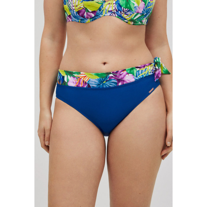 Slip bikini midi con stampa tropicale