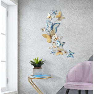 PANNELLO DA MURO BUTTERFLIES ORO/CELESTE C CM 59,5X4X111,5