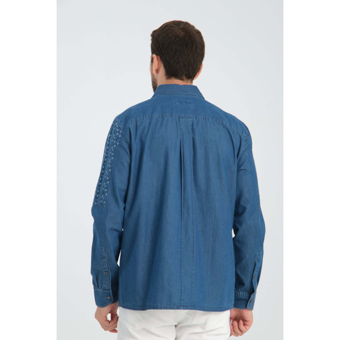 Camici Uomo Kent Jeans Unito Blu