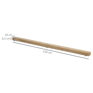 Poutre gymnastique pliable 210 cm - poutre d'équilibre antidérapante - bois de pin toucher daim marron