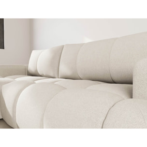 Yulin - Canapé d'angle gauche 4 places convertible avec coffre en tissu bouclette - Beige