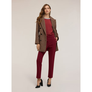 Motivi - Pantalones regular con motivo de ojales - Burgundy