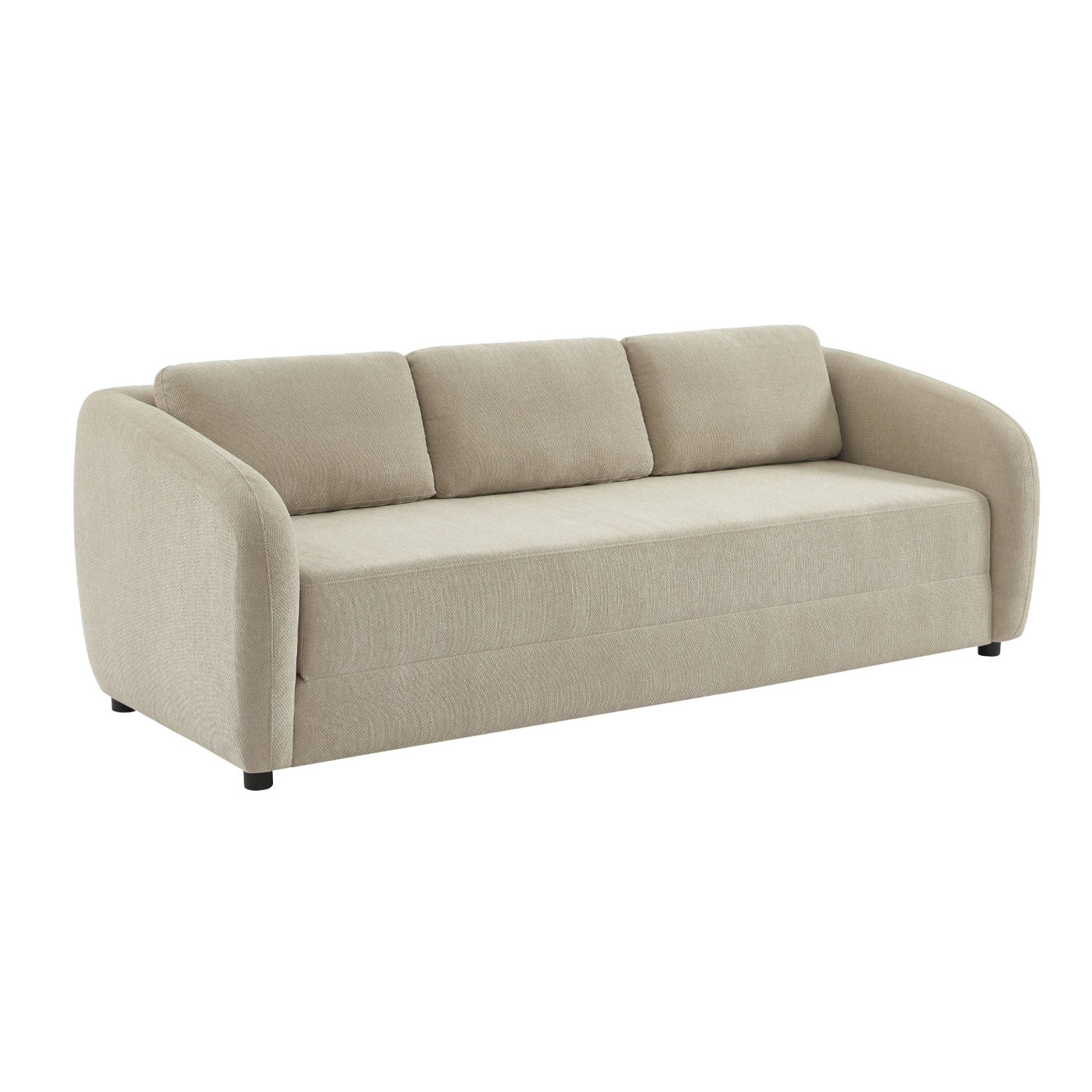 Canapé convertible 3 places tissu chenille gris clair - L 220 x P 95 x H 76cm - Twist