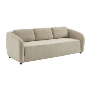 Canapé convertible 3 places tissu chenille gris clair - L 220 x P 95 x H 76cm - Twist