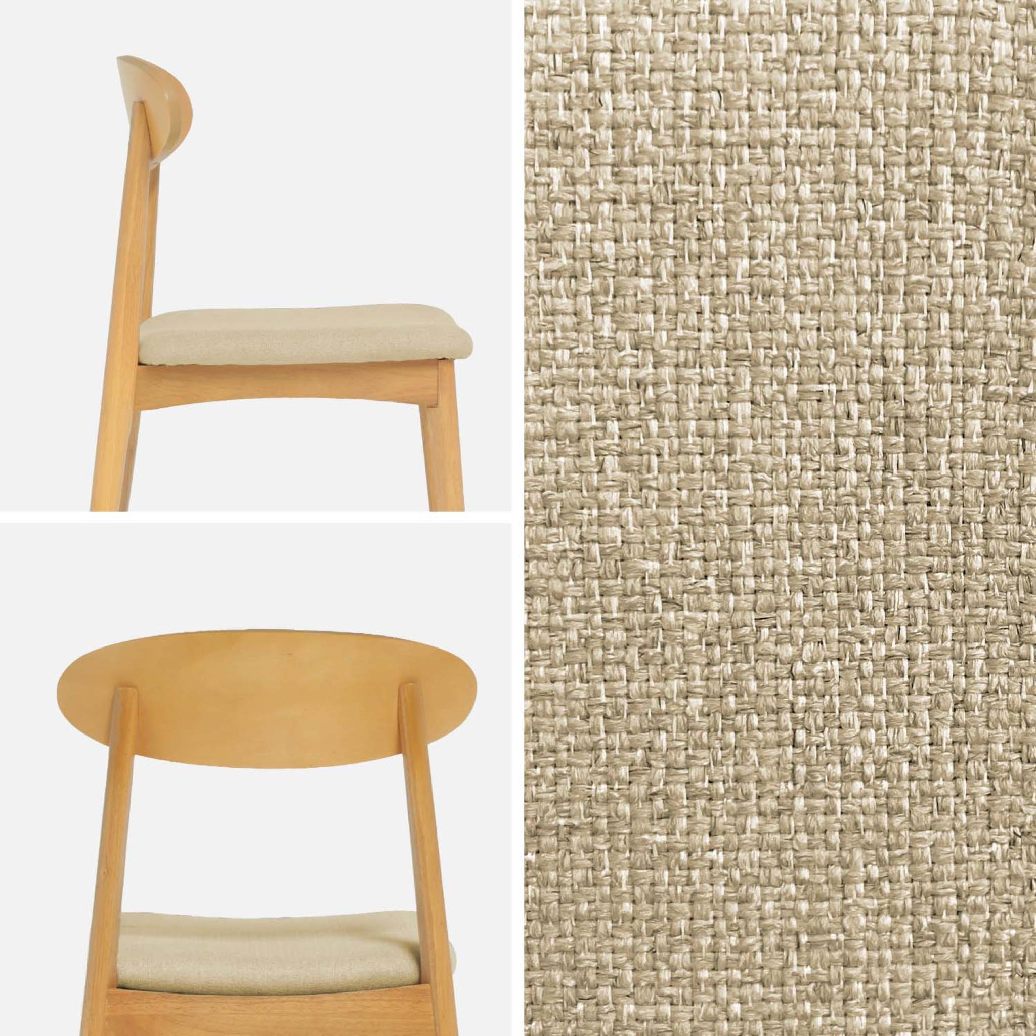 Chaise vintage bois d'hévéa naturel et tissu (lot de 2) ARIA