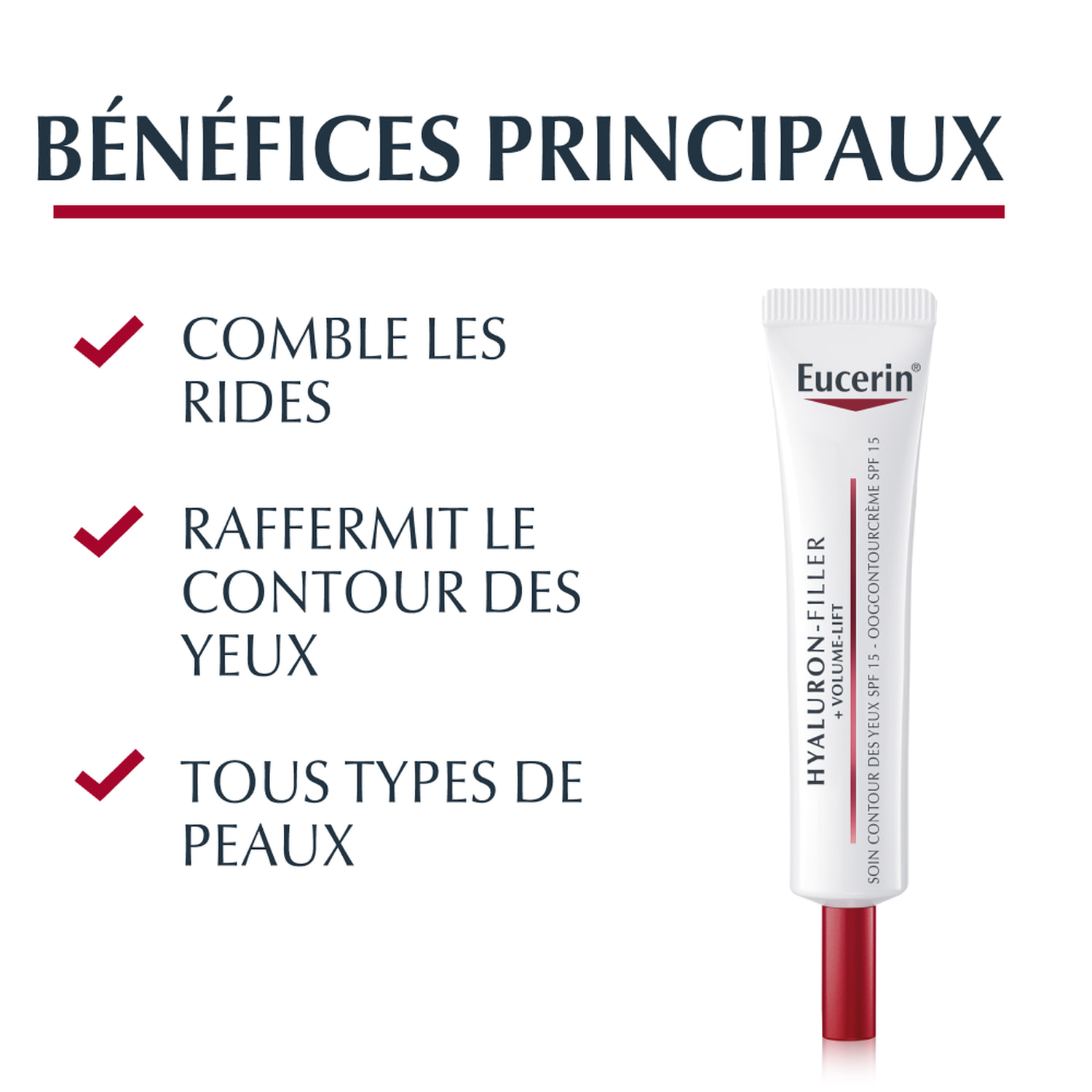 Hyaluron-Filler Volume-Lift SPF15 - Soin Contour des Yeux Volumisateur - Tous Types de Peaux 15 ml