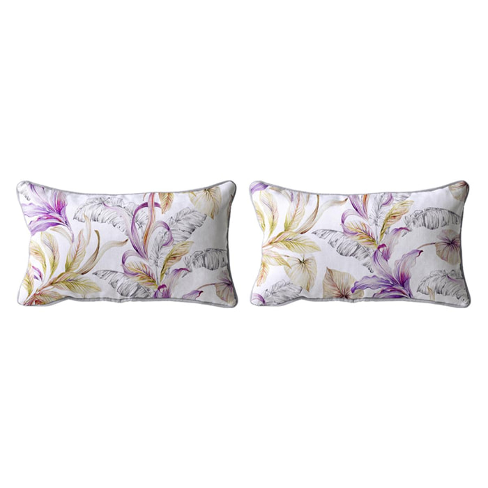 Lot de 2 housses de coussin en coton imprimé ULUTU - mauve