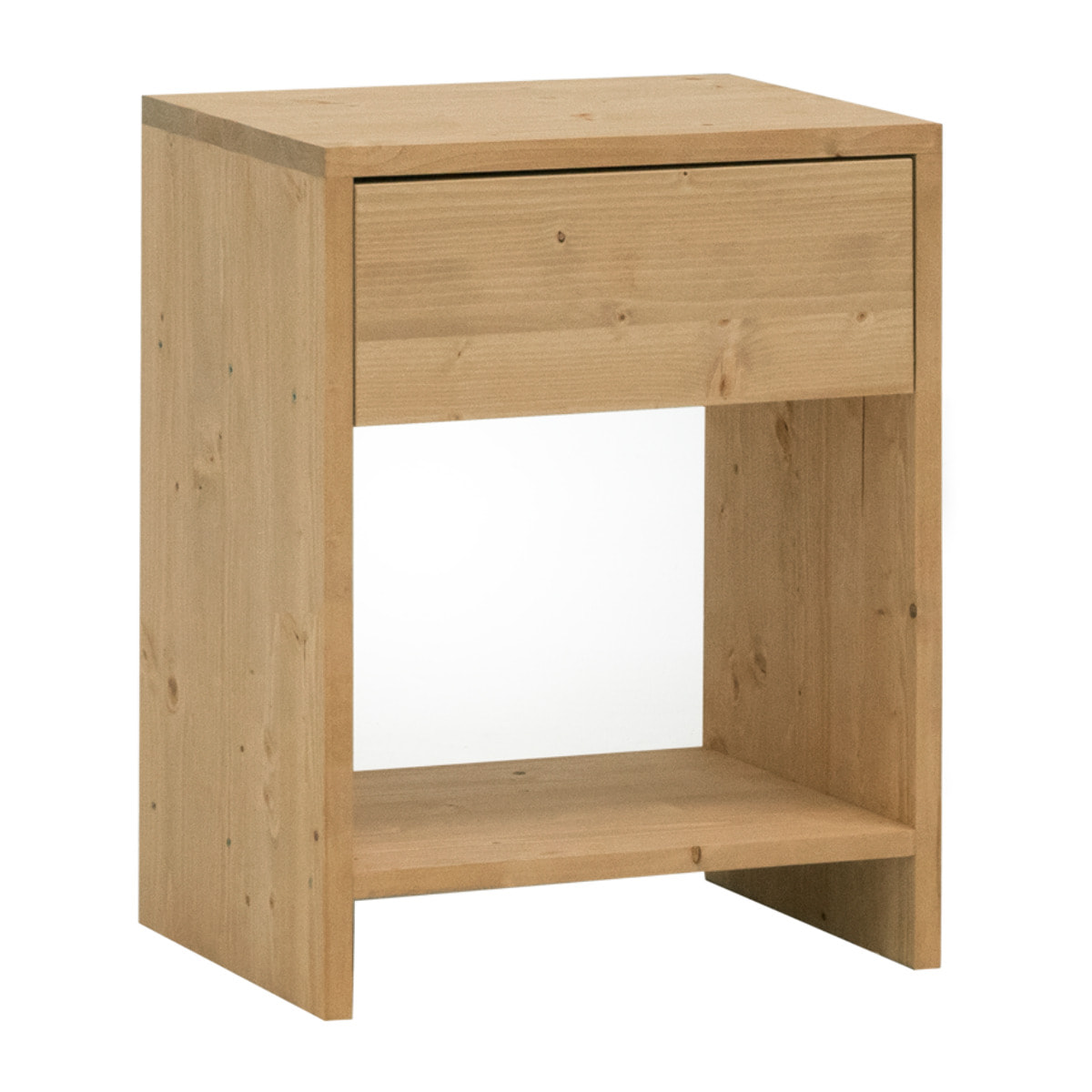 Table de chevet en bois massif avec un tiroir dans un ton chêne moyen de 50x40cm Hauteur: 50 Longueur: 40 Largeur: 29.5