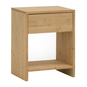 Table de chevet en bois massif avec un tiroir dans un ton chêne moyen de 50x40cm Hauteur: 50 Longueur: 40 Largeur: 29.5