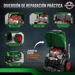AIYAPLAY Juguete de Motor de Camión para Niños, Volante de Juguete con Vapor, Luces y Sonidos, Set de Reparación Mecánico Desmontable, Regalo Educativo para Niños y Niñas de 3-6 Años, Verde