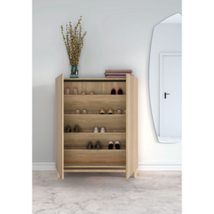 Zapatero Lofoten melamina roble dorado puertas impresión vallado 112x90x27cm