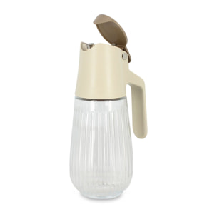 Bouteille d'huile 58cl en polypropylène crème et verre