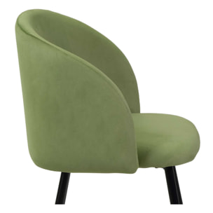 Poltrona Ruby Vacchetti in velluto verde con struttura nera cm56,5x54h81