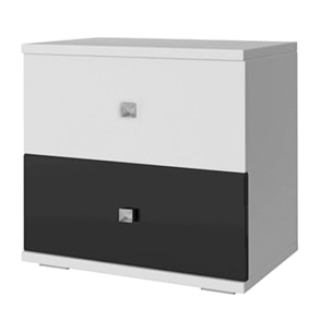 Table de chevet ''Roma'' - 40 x 45 x 40 cm - Blanc/Noir