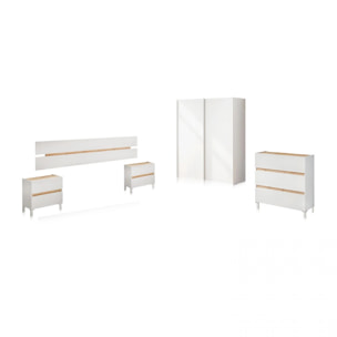 Dormitorio Ezra 3C Plus Blanco Artik (Blanco Mate) - Roble Nodi